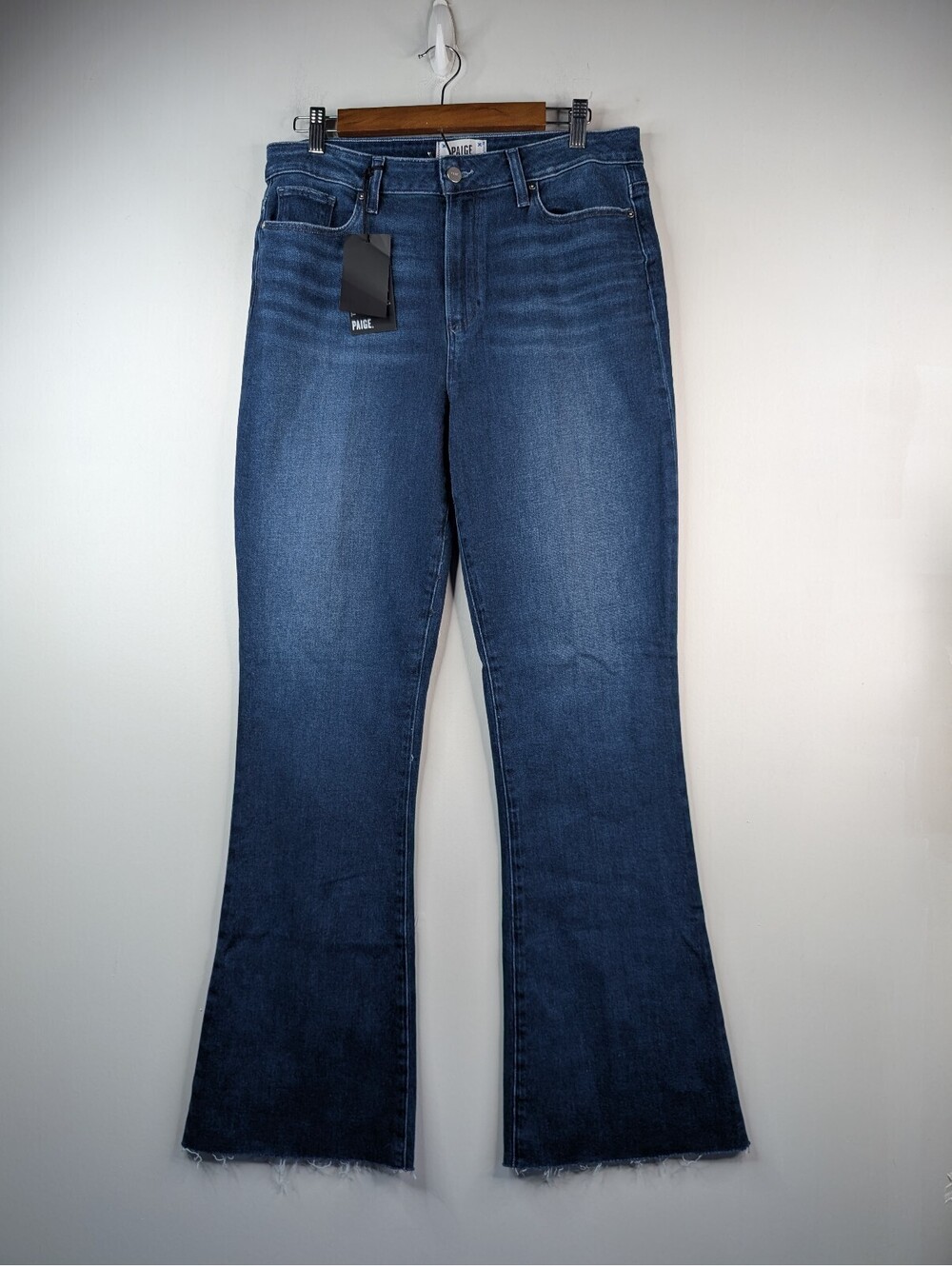 NWT Paige Laurel Canyon high rise flare jeans dark wash size 32